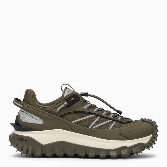 Green Fabric and Leather Low Top Trainers for Men - Picture 1 of 4